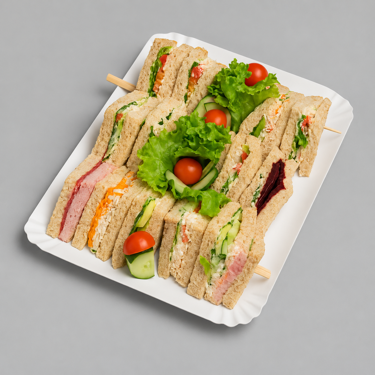 Vassoio grande di sandwich assortiti – 12 pezzi